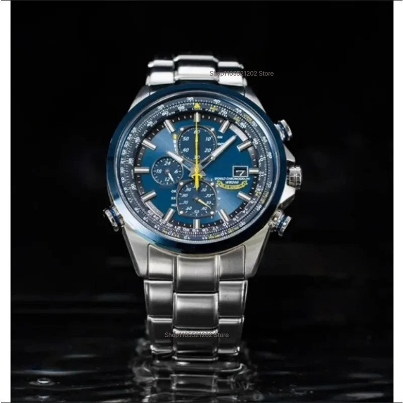 Men's Stainless Steel Chronograph Watch, Blue Dial Sports Luxury Wristwatch, Ideal Christmas & Holiday Gifts