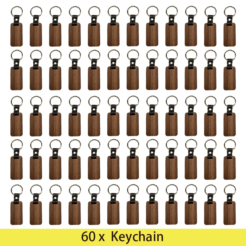 60pcs Wooden Key Ring Dog ID Tags For Dogs Man KeyChain Wood Accessories Nameplate Name Number Phone KeyRing