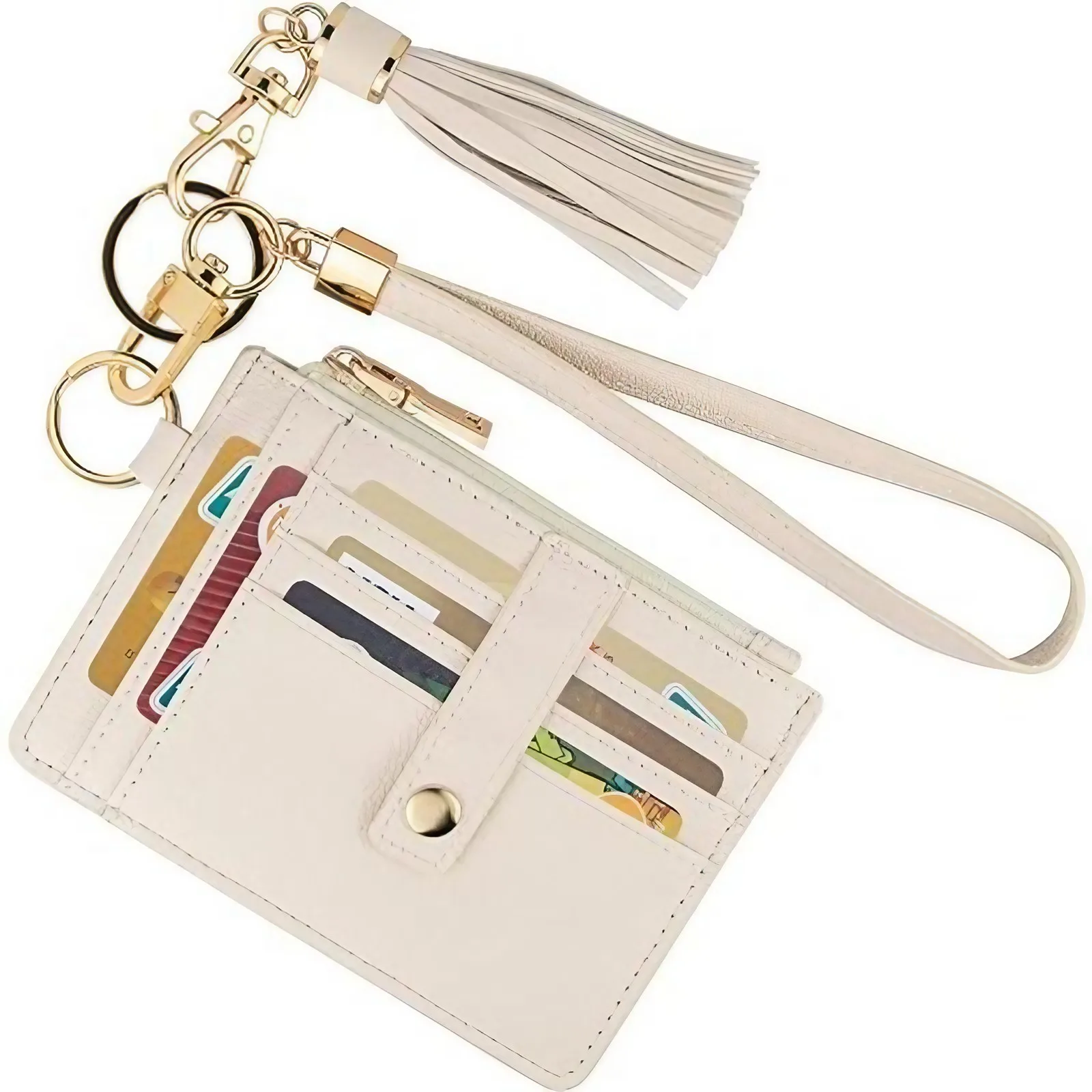 

Wallet Keychain Wristlet for Women,Slim RFID Credit Card Holder Purse Tassel Keychain Key Ring for Men Women