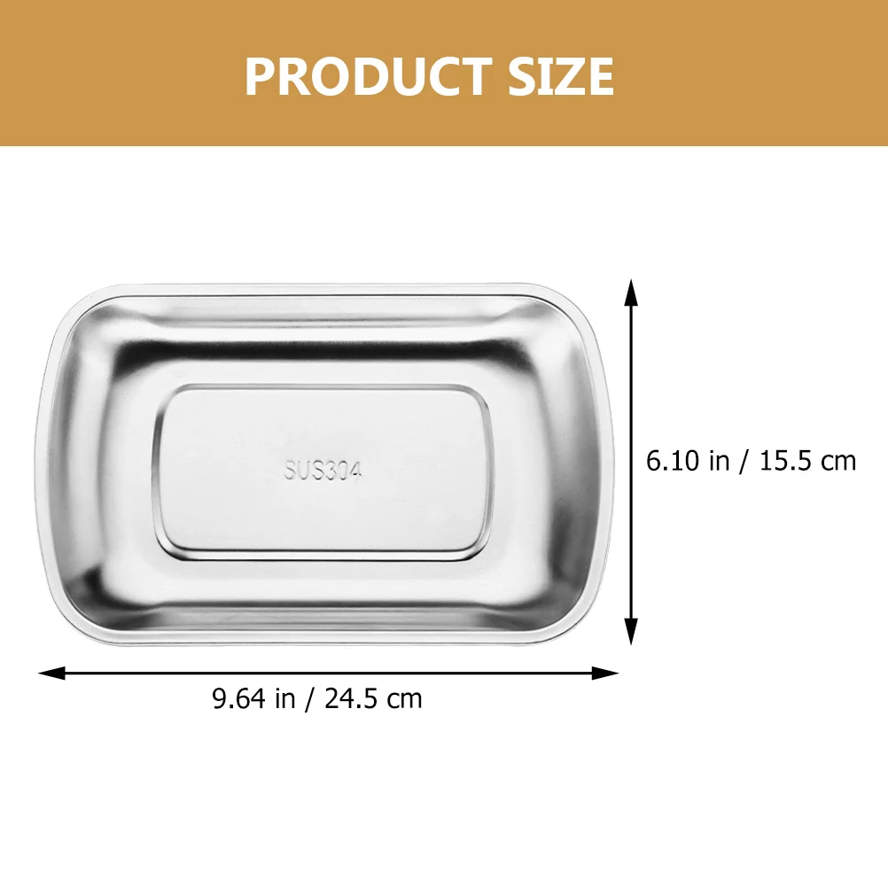 

Stainless Steel Plate Rectangle Food Serving Tray Multi-Functional Storage For Snack Dessert Fruits Bbq Portable Compact