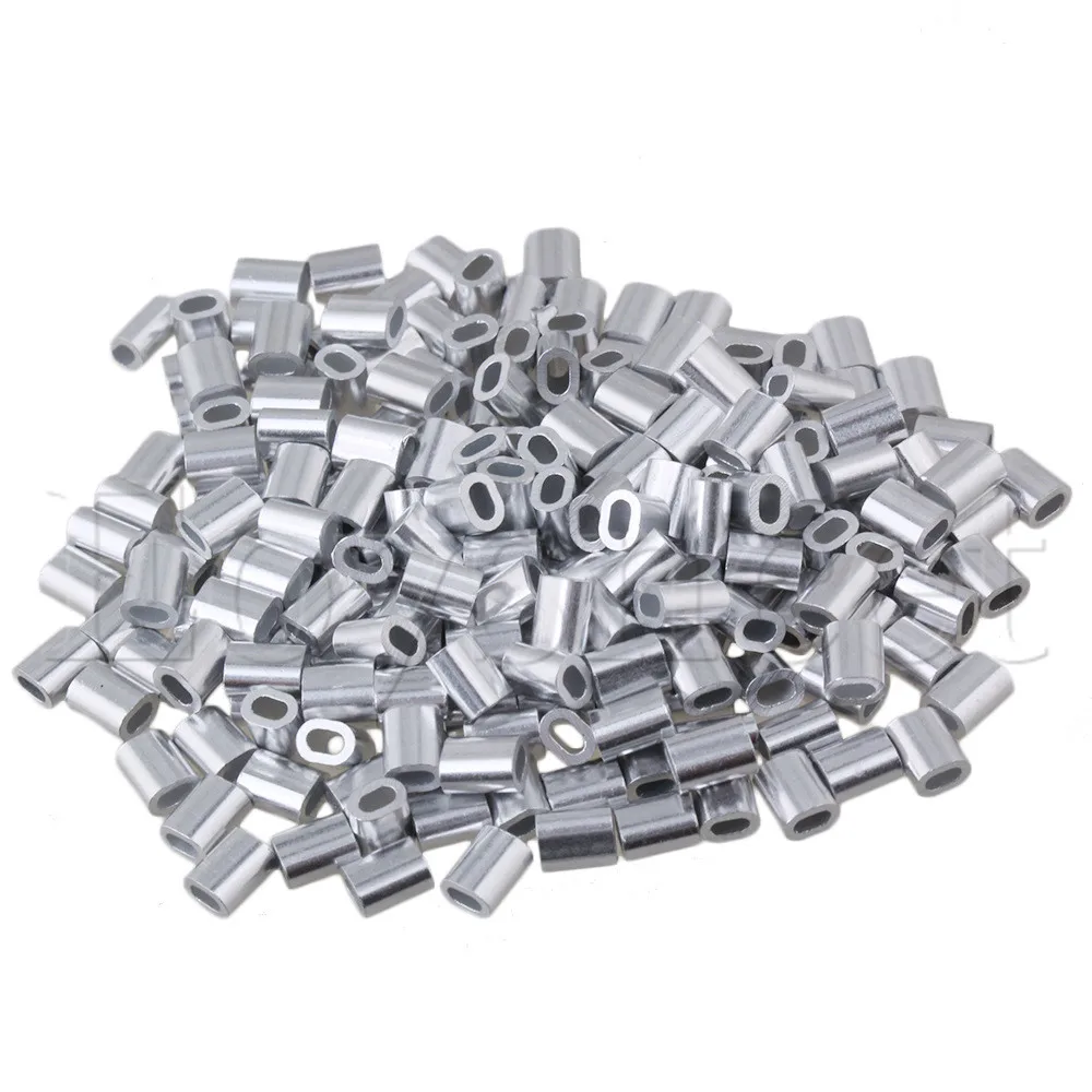 

200PCS Oval Aluminum Clip Ferrule Sleeves For 1mm Wire Rope