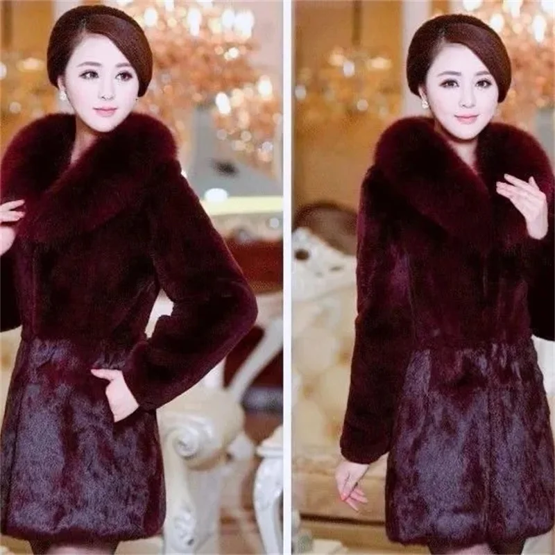 Senhoras coreanas moda comprimento médio de pelúcia superior outwear inverno feminino high-end casaco de pele do falso 2025 feminino tamanho grande 6xl jaqueta de pele