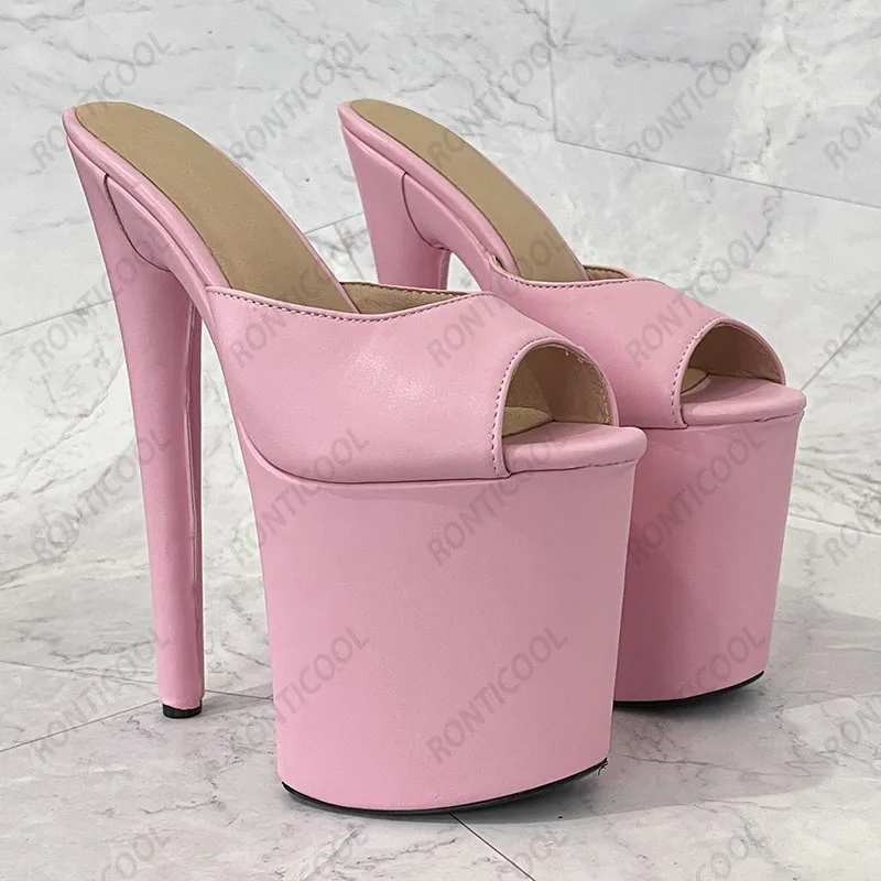 Rontifcool foto reali donna estate muli sandali Slip On tacchi a spillo Peep Toe abbastanza bianco scarpe da festa signore taglia usa 36-44