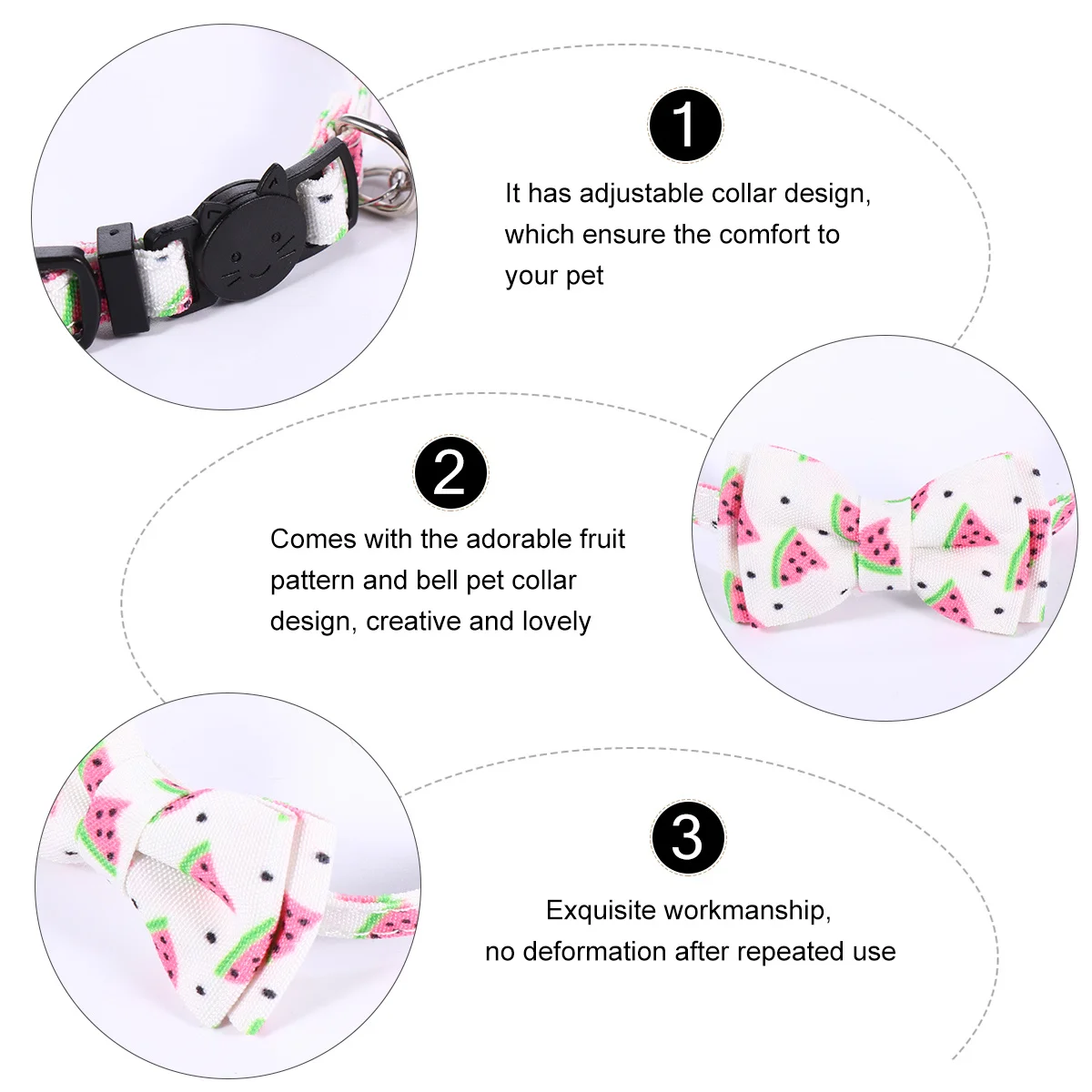

Pet Cat Collar with Bell Adjustable Fruit Pattern Comfortable Cloth Design for Small Animals Party Decoration Gift Pet Supplies