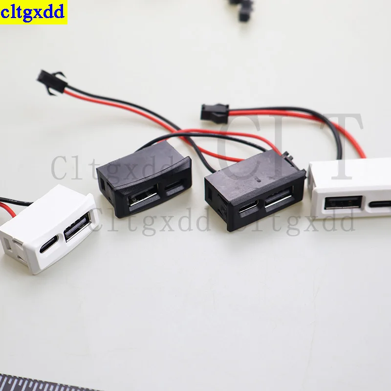 Cltgxdd 1piece double-layer USB Female socket Type-C socket and female USB charging strip cable flat curved surface connector