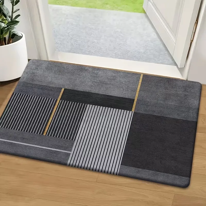 Modern Geometric Door Mat Abstract Striped Patchwork Welcome Doormat Non Slip Entrance Rug Washable Floor Carpet Kitchen Mats