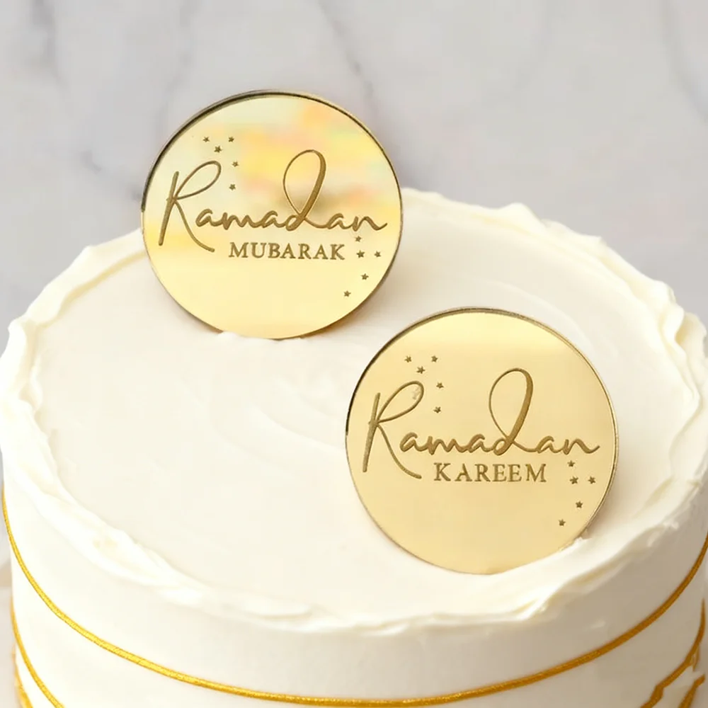 10 Stück Ramadan Kareem Kuchen Charm Eid Mubarak Acryl Spiegel Cupcake Topper islamische muslimische Festival Tischdekoration exquisites Geschenk