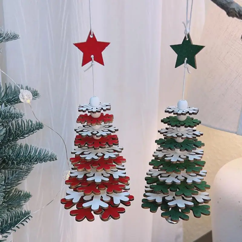 Multi-layered Christmas Ornaments Multi-layer Wooden Tree Hangable Ornament For Christmas 3D Christmas Tree Decor Christmas