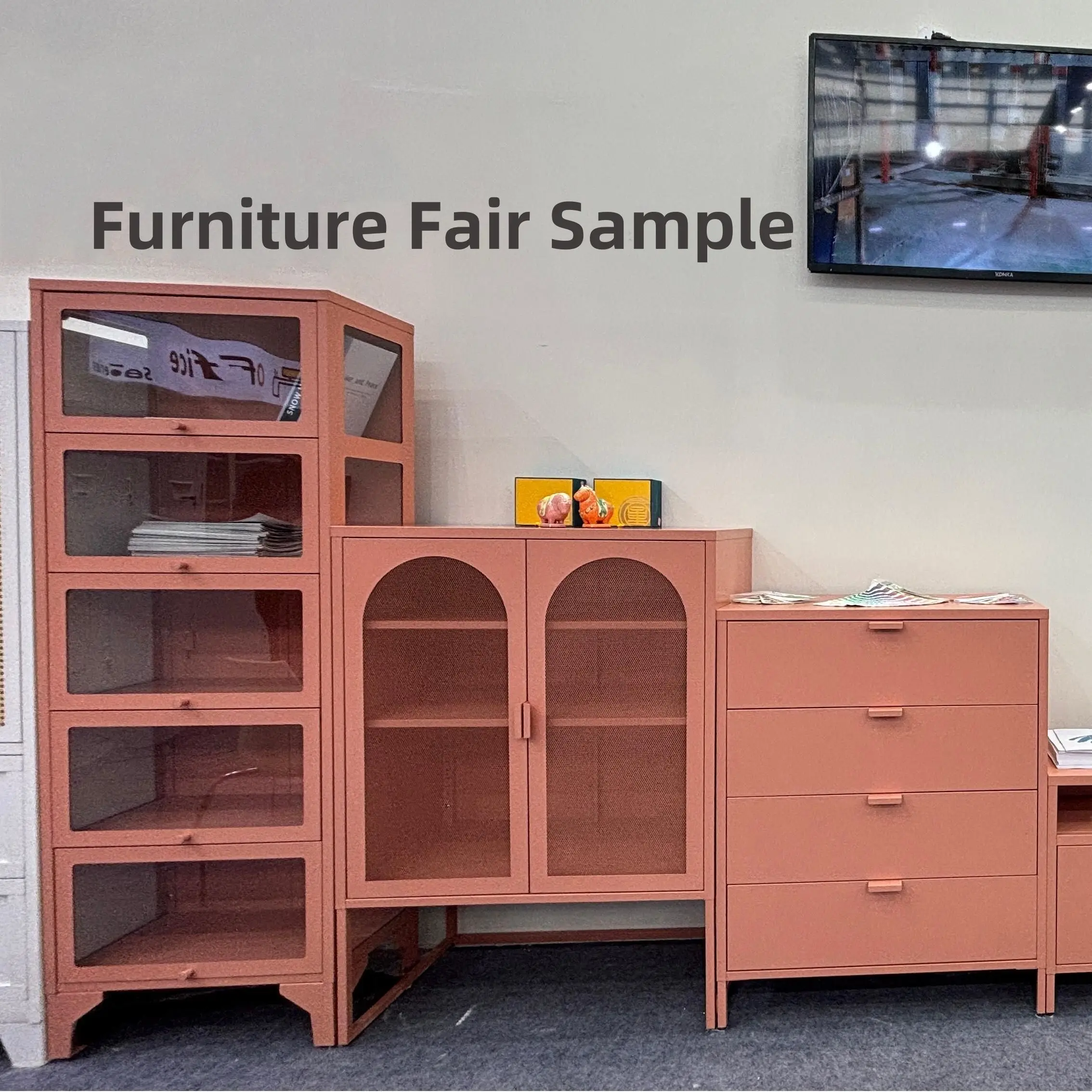 ！@Industrial Metal Lockers Kitchen Buffet Sideboard 2 Adjustable Shelves Mesh Door Storage Cabinet Living Room Foldable Home Bar