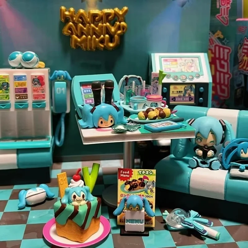 

Re-Ment в наличии 6 шт. Miku Karaoke миниатюрная сцена серии слепая коробка игрушки Коллекционная модель настольные украшения детский праздничный подарок