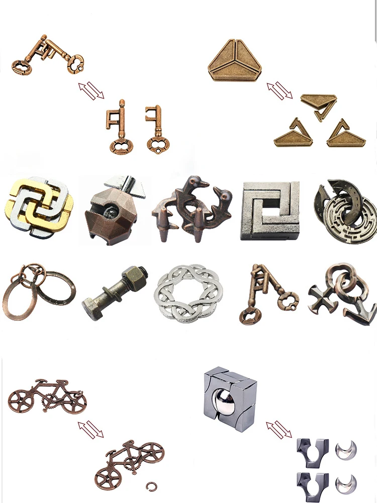 Puzzle klasyczne IQ metalowe łamigłówka magiczne zdumiewające gra łamigłówki zabawki dla dzieci dorosłych śmieszne prezenty Puzzle metalowe — zdjęcie 2