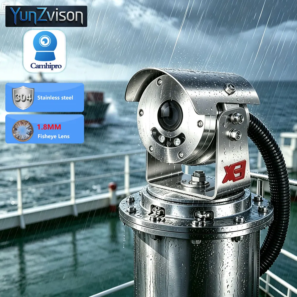 C-R 4K 8MP/5MP Explosion-proof Surveillance Vedio POE 1.8mm Fisheye Lens Ultra-wide angle 304 stainless steel IR 30M