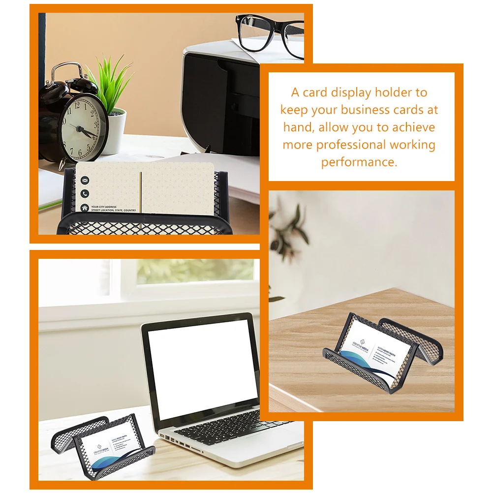 4 Pcs Cards Office Business Stand Display Holder 95X45cm Metal Name Rack for Student