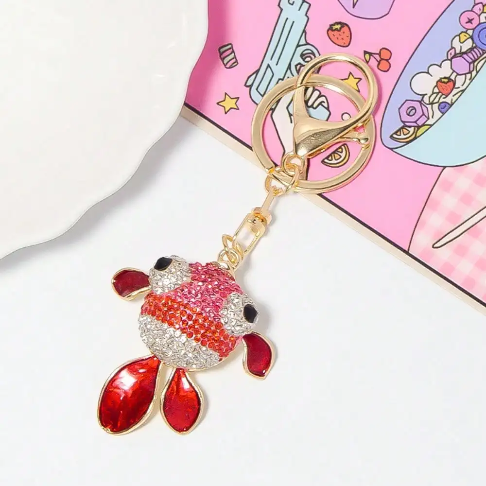 Öltropfen-Goldfisch-Schlüsselanhänger mit Strass, Metall-Schlüsselanhänger, Meeres-Tier-Schlüsselanhänger, DIY-Zubehör – Detail 1