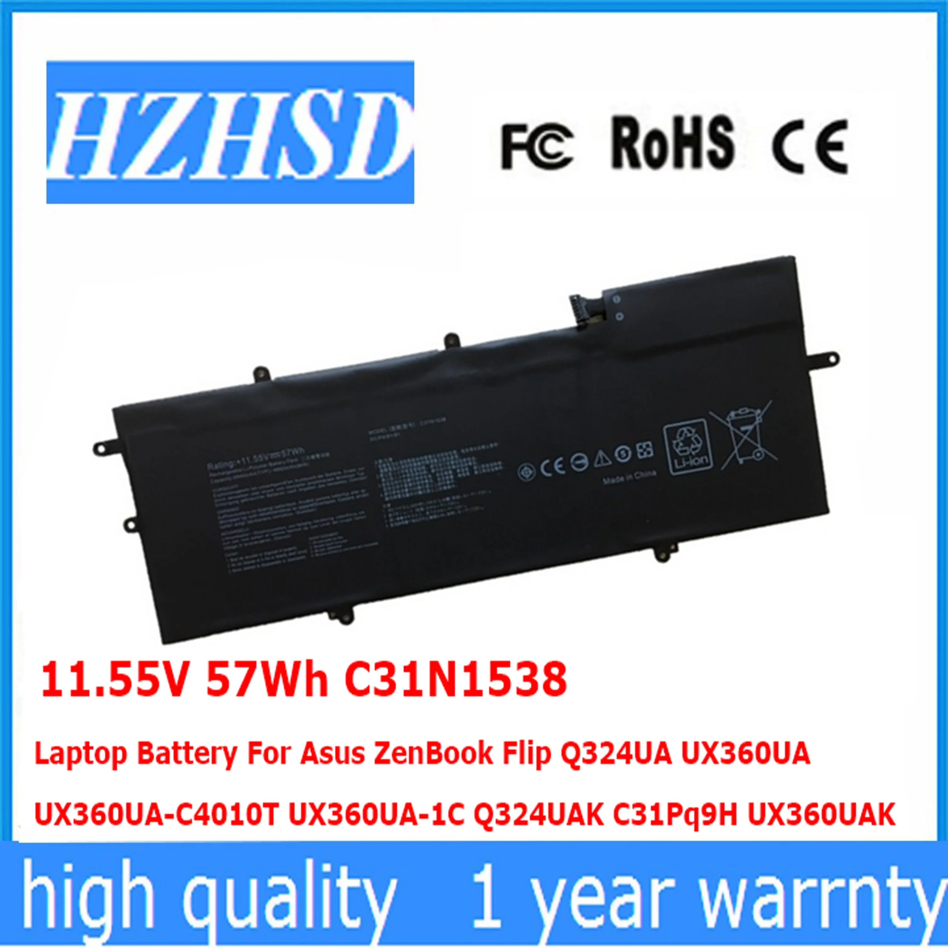 Original 11.55V 57Wh C31N1538 Laptop Battery For Asus ZenBook Flip Q324UA UX360UA UX360UA-C4010T UX360UA-1C Q324UAK C31Pq9H