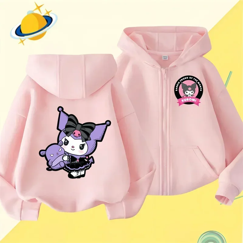 Sanrio Black beauty zipper hoodie girls sweatshirt Autumn and winter long sleeve Harajuku jumper series sewing casual hoodie