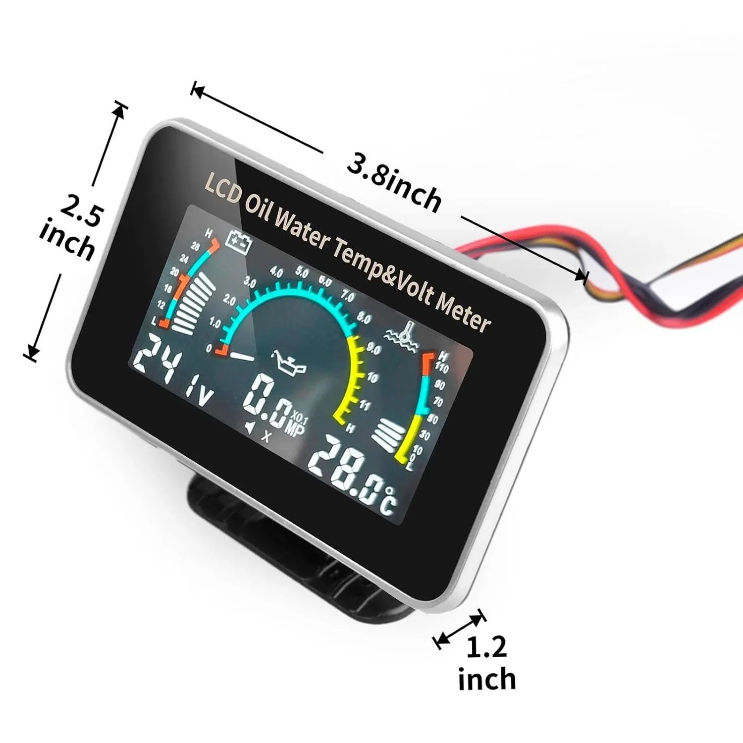 3-in-1 Universal Auto 12V/24V LCD Digital LKW Auto Öldruck Spannung Wassertemperatur Kombinationsanzeige mit 1/8 NPT Sensoren – Detail 3