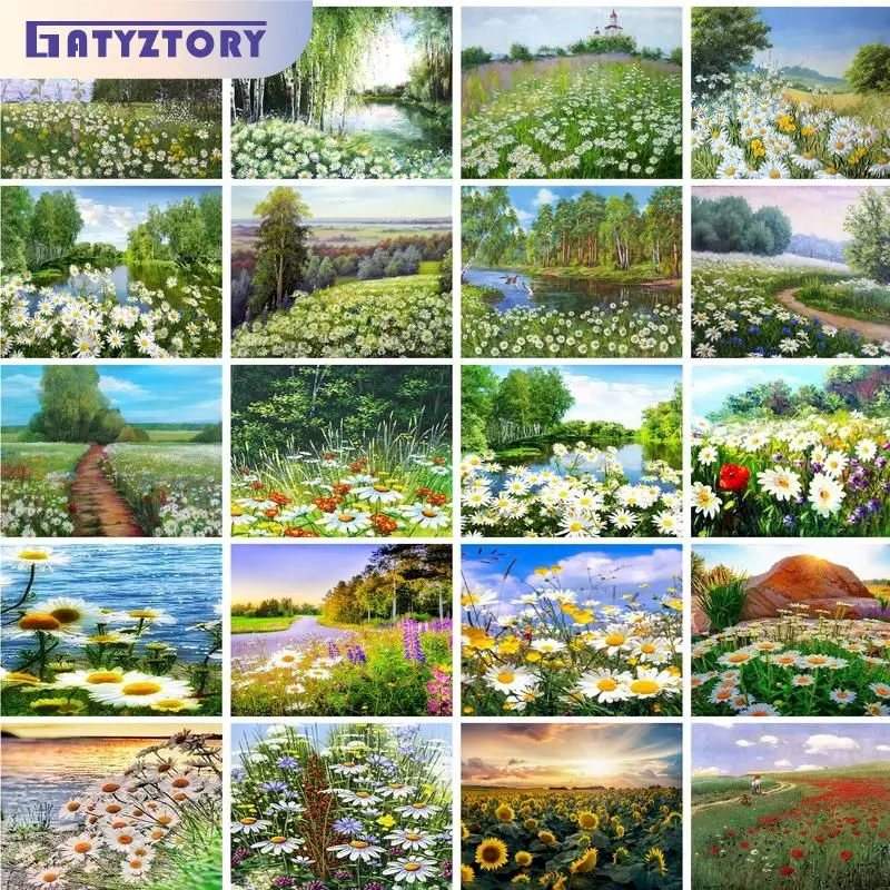 

GATYZTORY Modern Painting By Numbers Frame Flowers Road Handmade Picture Drawing Diy Crafts Home Decor Gift For Adults Paint Set