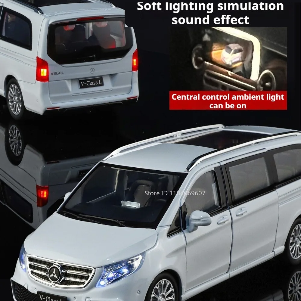 Modèle Alphard V260L, échelle 1:24, voitures jouets en alliage moulé sous pression, Miniature MPV, son et lumière, portes ouvertes, jouets interactifs pour enfants