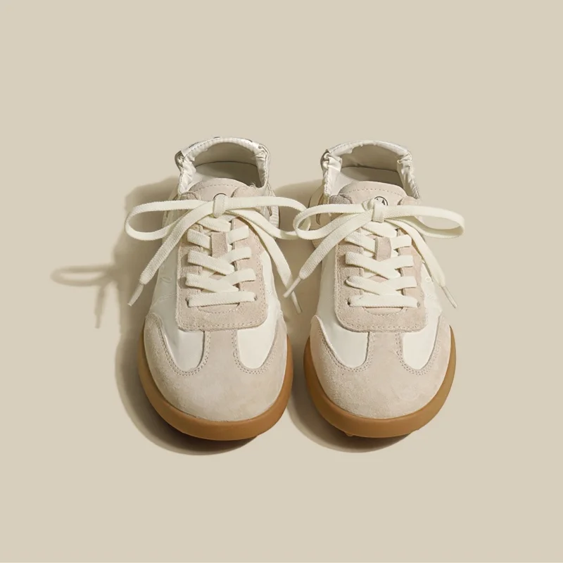 2023 Spring And Autumn New Classic Light Color Matching White Shoes Retro Lace-Up Leather Flat-Bottomed Casual Sneakers Women