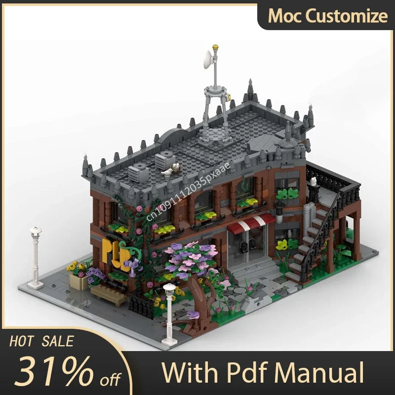 2567 pièces Moc Architecture urbaine le centre-ville Pub blocs de construction modulaires assemblage créativité briques jouets enfants cadeaux éducatifs