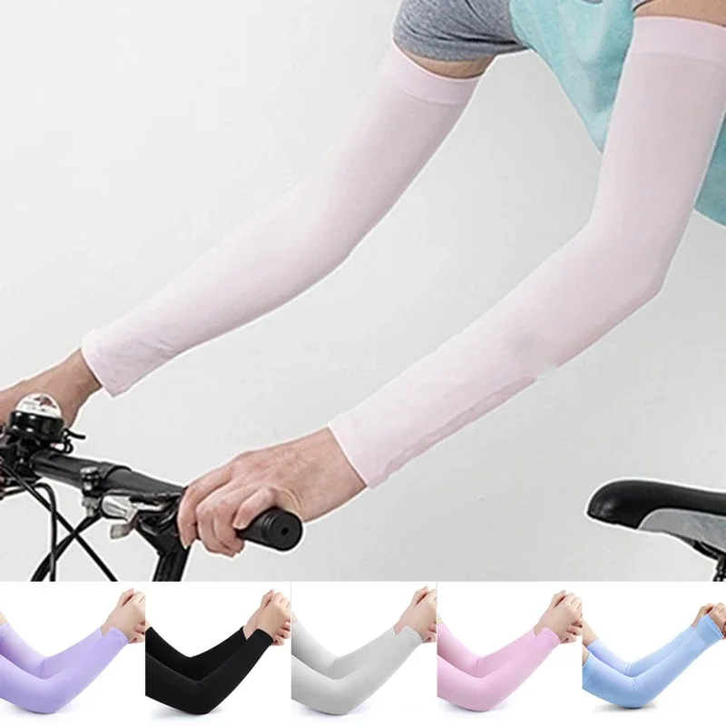 Ijs Zijde Mouw Zonnebrandcrème Manchet Armmouwen Uv Zon Beschermen Antislip Zomer Mannen Vrouwen Handschoenen Outdoor Rijden Arm Cover