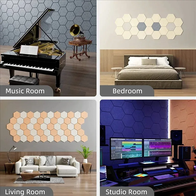3/5 قطع من الألواح الممتصة للصوت، بلاط حائط صوتي ذاتي اللصق، تقليل الضوضاء للجدران الداخلية، مثالي لغرف الموسيقى ﻿