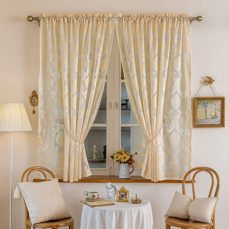 Jacquard European-style Drapery Curtains for Living Room and Bedroom, Ready-made Window Fabric