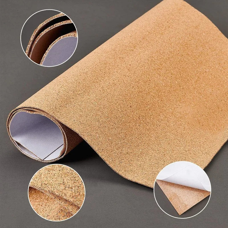 1pc 1mm Thick Adhesive Cork Roll Liner 12x24 Inch Insulation Cork Roll for Bulletin Board Coasters Door Signs and Floor Wall