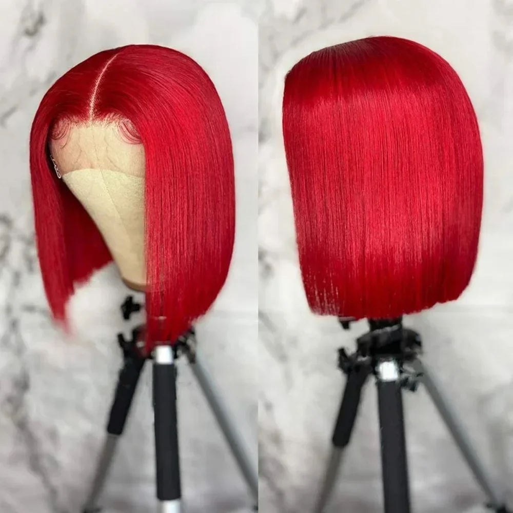 

Straight Bob Wig Red Lace Front Human Hair Wigs 13X4 Human Hair Lace Frontal Wig Color Short Bob Human Hair Wigs for Black Women