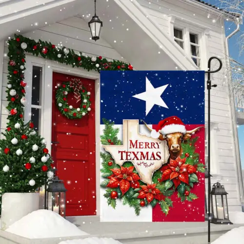 Merry Texmas Longhorns Christmas Texas Flag Garden Flag AAL HHM WZZ yyi