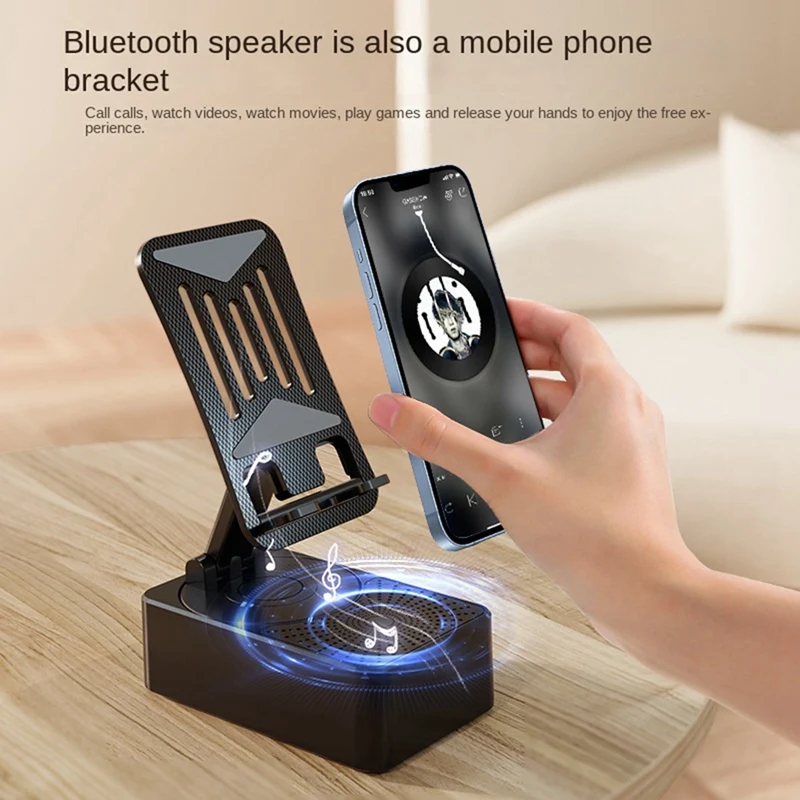 Suporte giratório inteligente para celular Bluetooth, suporte para celular, alto-falante Bluetooth preguiçoso, suporte dobrável para celular