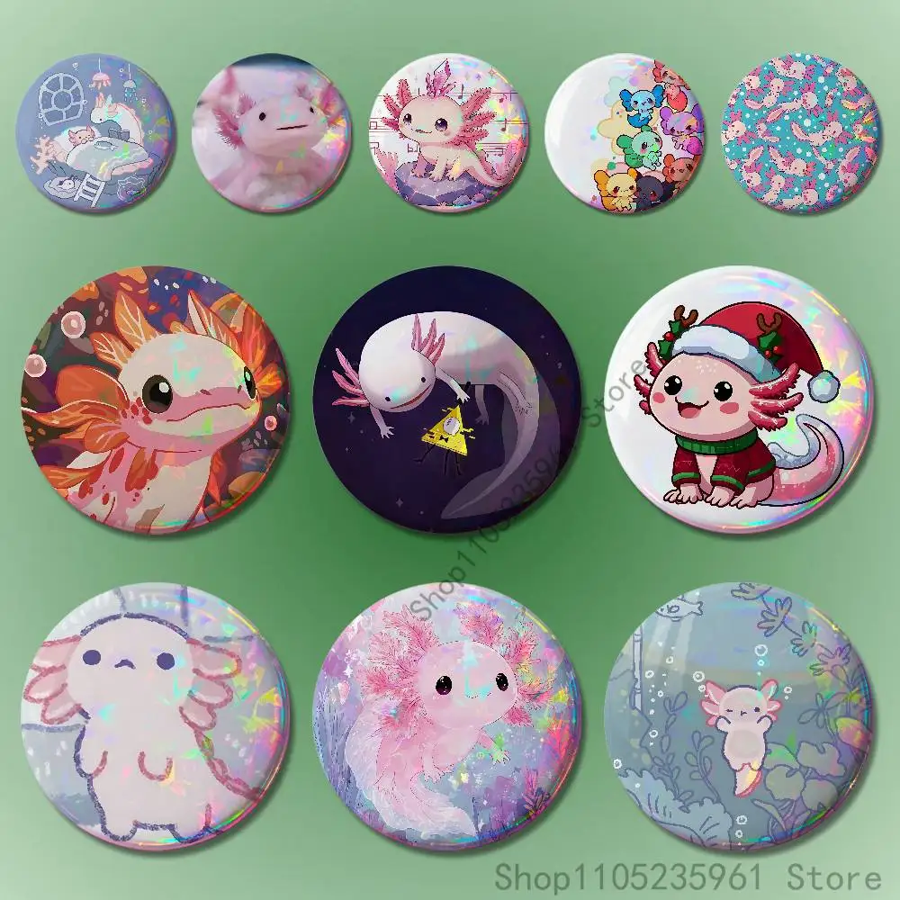 

Pink Axolotl Custom Badges 75mm 44mm 25mm Brooch Backpack Hat Pins Accessories Toys Valentine gift