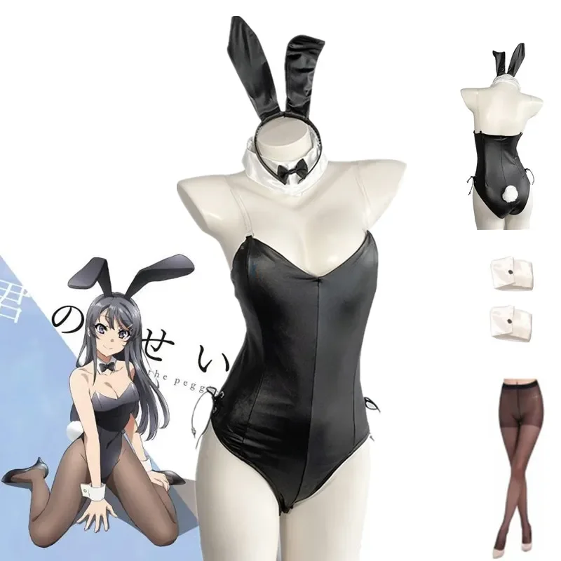 Bunny Girl Anime Seishun Buta Yarou wa Senpai no Yume wo Minai Woman Sexy Cosplay Costume Girls Sexy Cute Faux Leather Rabbit