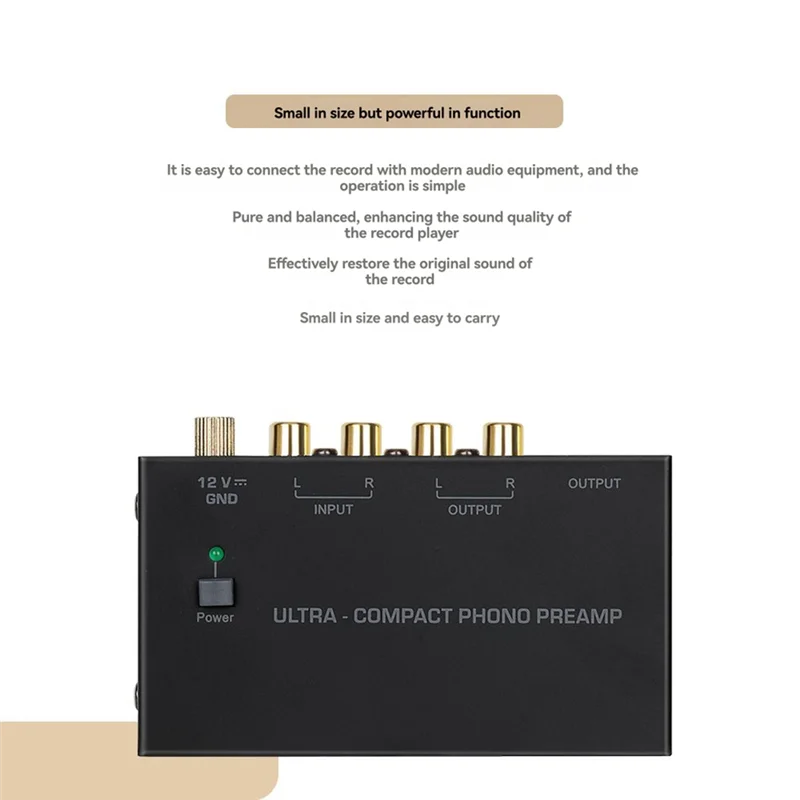 ABSY Pultra-Compact For Vinyl Turntable Phono Preamp With Low Noise Operation Enhanced Audio Conversion Support For Mm Cartridge
