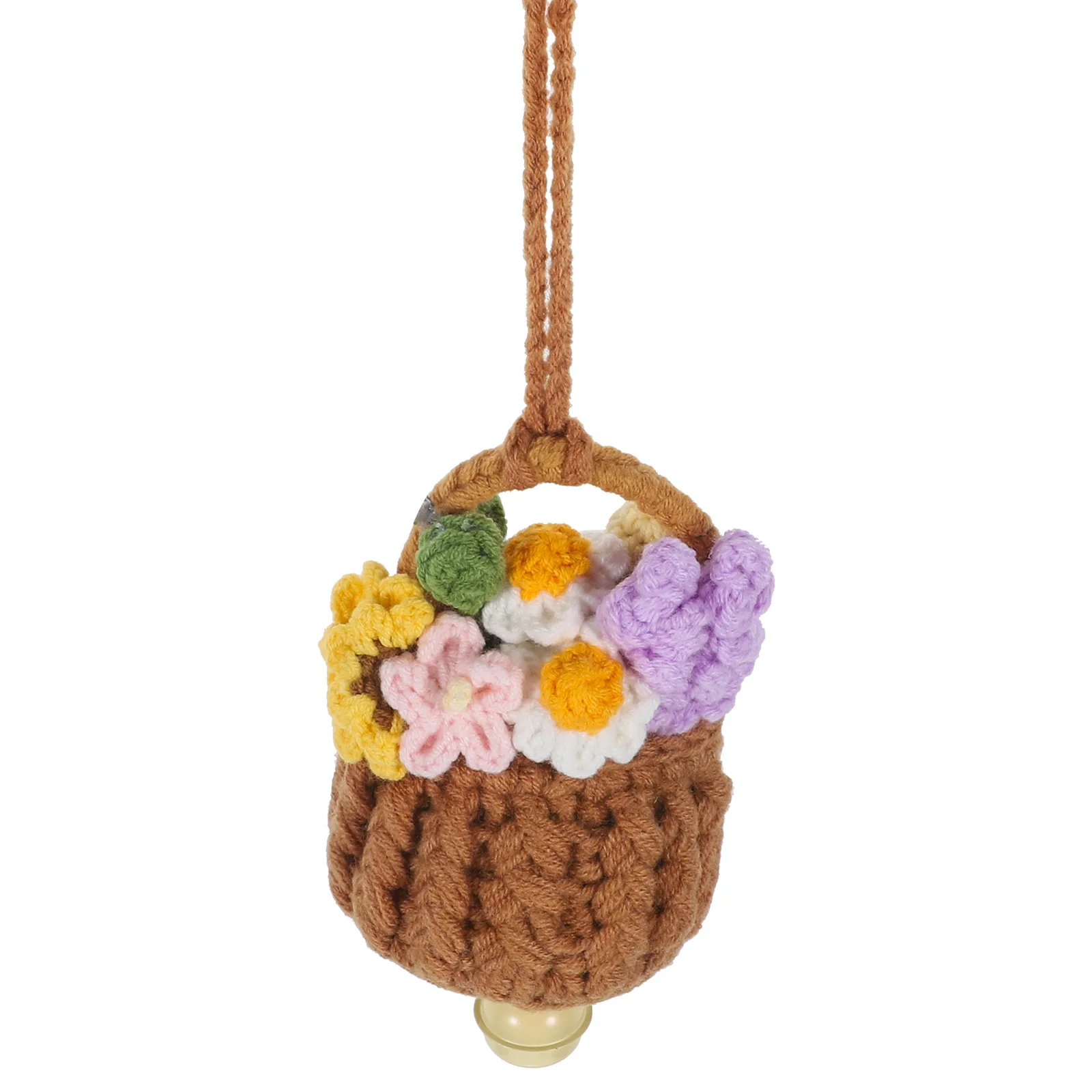 Car Flower Basket Pendant Hand-woven Rose Sunflower Cars Decor Rearview Mirror Hanging Decoration