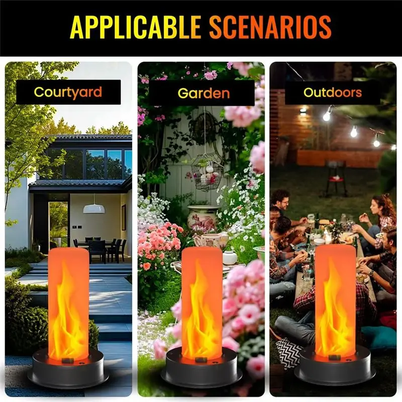2 Pack Replacement Solar Light Tops With Flickering Flame,Waterproof Outdoor Solar Light Parts Lantern Replacement Kit