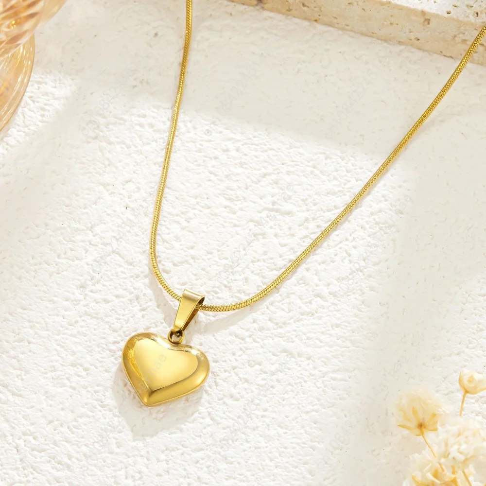 الفولاذ المقاوم للصدأ الحلو الحب القلب قلادة ثعبان سلسلة قلادة للنساء الذهب اللون سلسلة الترقوة غير يتلاشى مجوهرات هدايا جديد