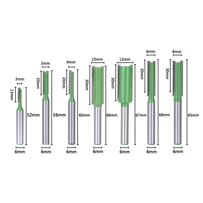 6mm Shank Straight Bit Tungsten Carbide Single Double Flute Router Bit Wood Milling Cutter for Woodwork Tool
