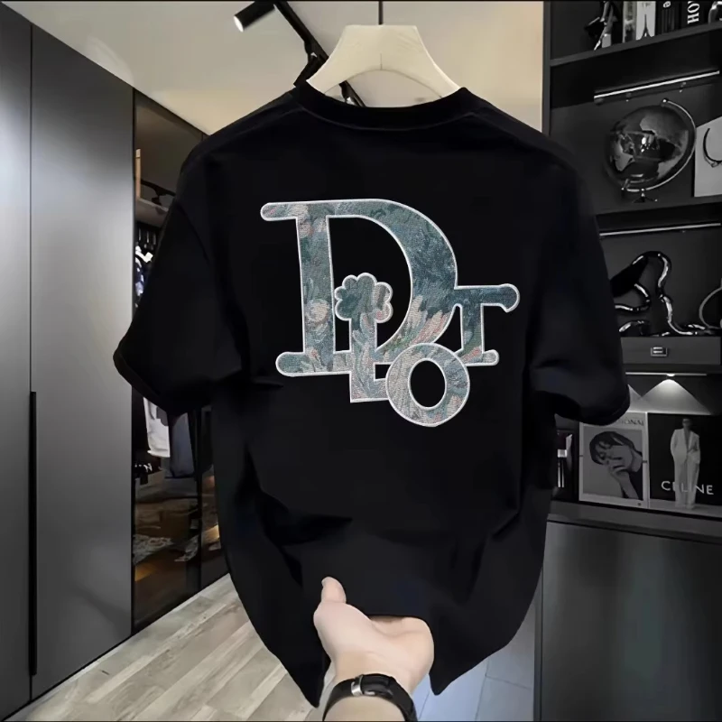 

Модная брендовая футболка с короткими рукавами, мужская и женская, новинка 2025, летняя хлопковая футболка с круглым вырезом и принтом, повседневная одежда