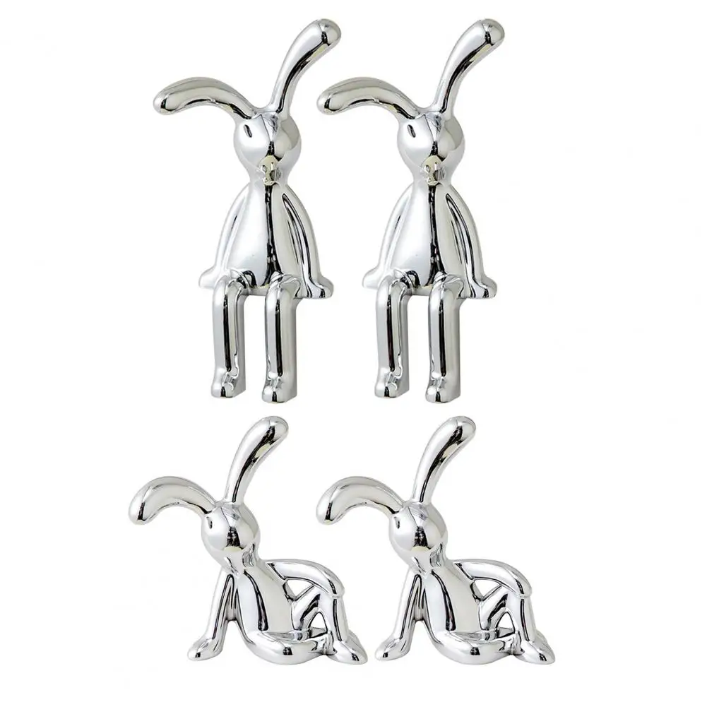 2Pcs Long Ear Cute Funny Bunny Car Ornament UV Electroplating Rabbit Model Toy Statue Car Dashboard Decoration Christmas Gift