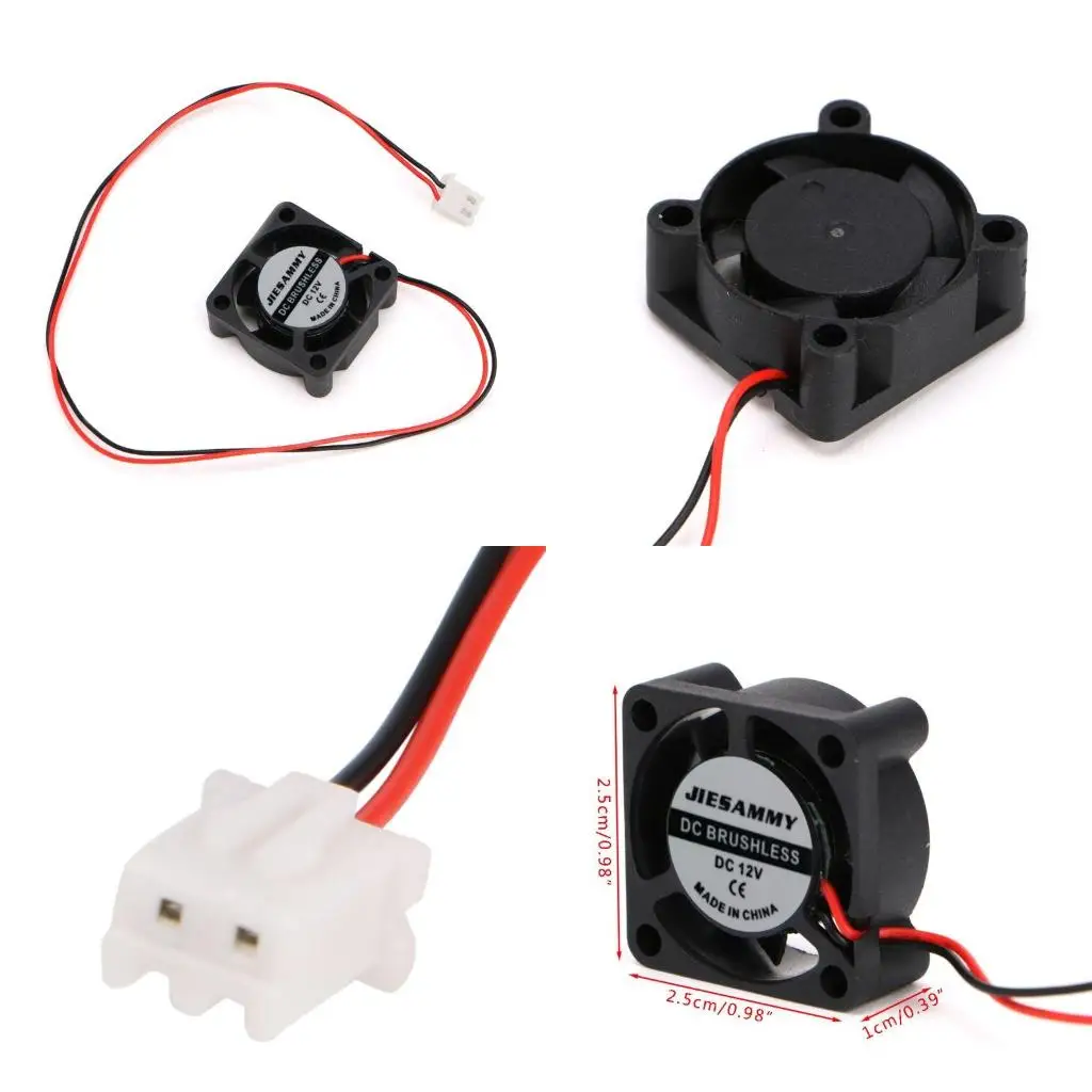 12V 25x25x10mm Small 2-Wire Brushless Cooling Fan 2510S For 3D Printer Pa