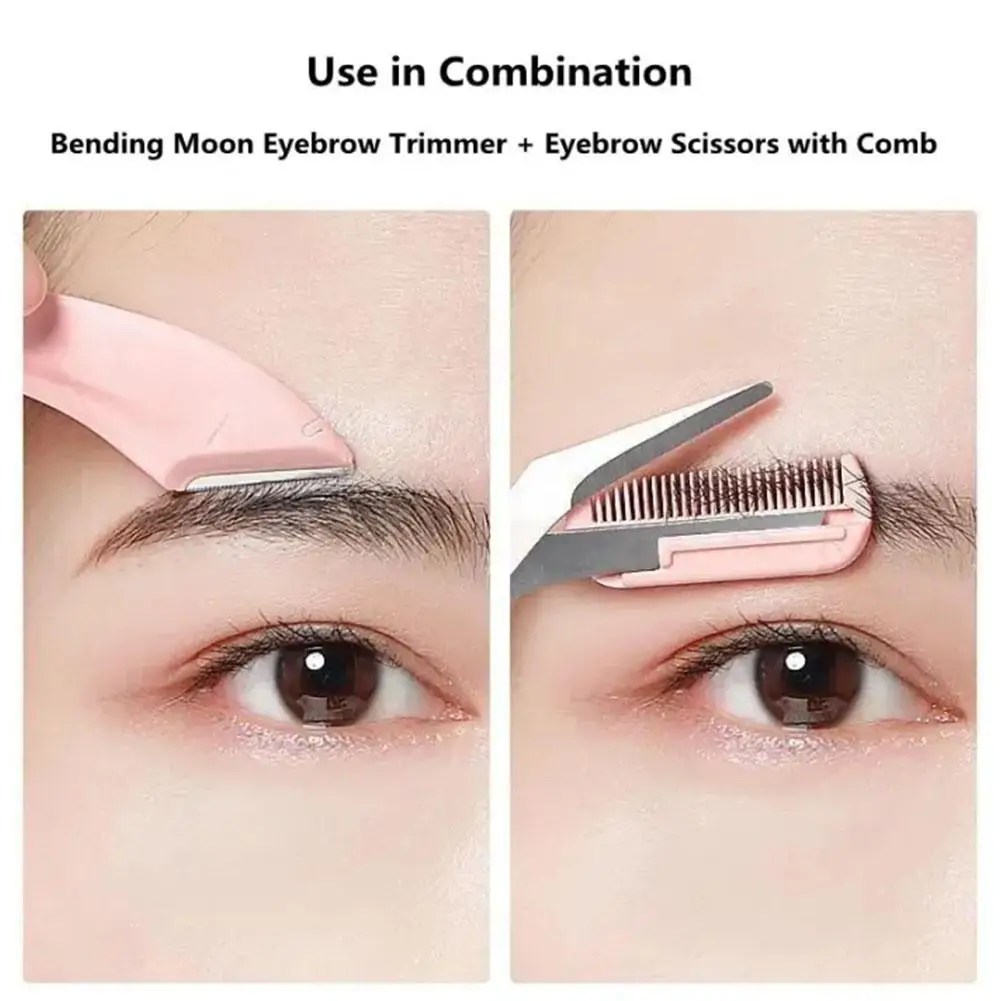 Cuchillo de corte de cejas para mujer, tijeras profesionales con peine, recortador de cejas, raspador, accesorios J2h1