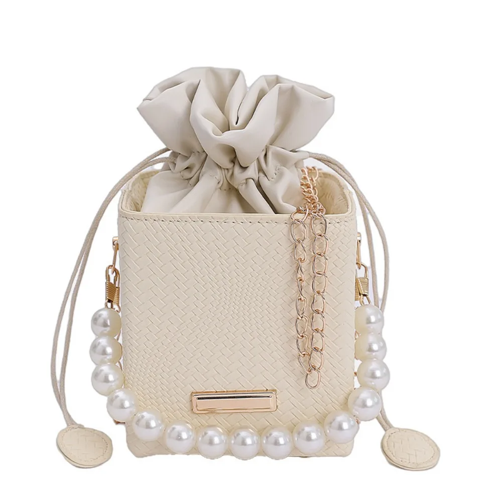 

Chic Women Shoulder Bag Elegant Large Capacity Drawstring Handbag Texture Light Luxury Crossbody Bucket Bag Outdoor Travel