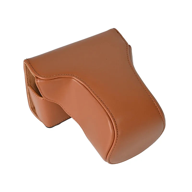 Oil Skin Camera Bag PU Leather Case Full Body Cover for Canon EOS M200 M100 M10 18-45mm Lens Protective Shell + Shoulder Strap