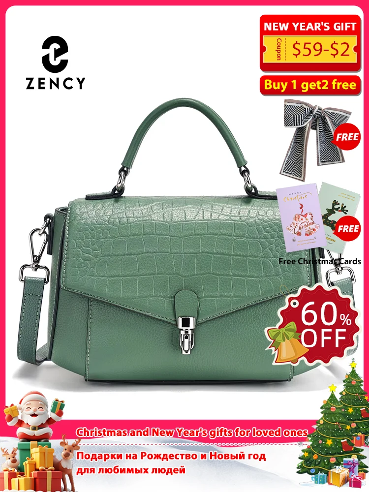 

Zency Women's Genuine Leather Top-Handle Bag Fashion Alligator Crossbody Many Compartments Shoulder Bag Handbag for Commute 2025