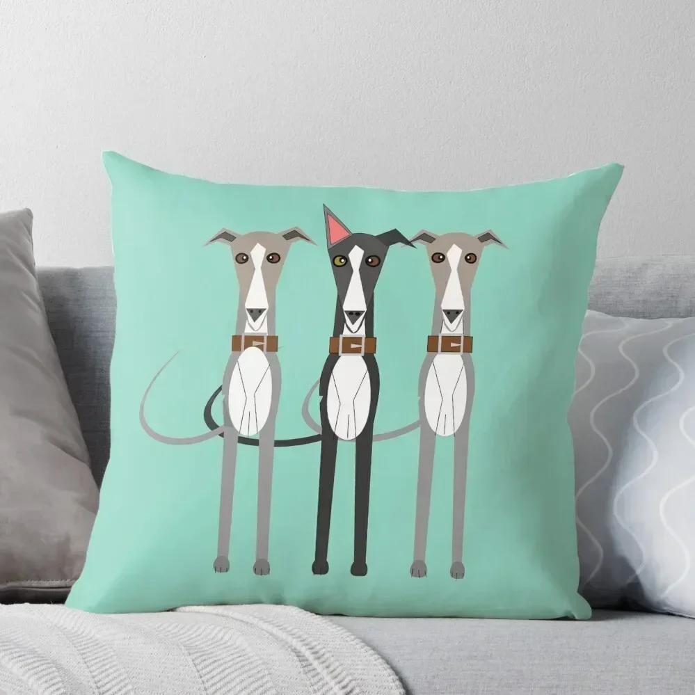 Three cartoon whippets Throw Pillow Pillows Aesthetic Decorative Cushion Cusions Cover pillow