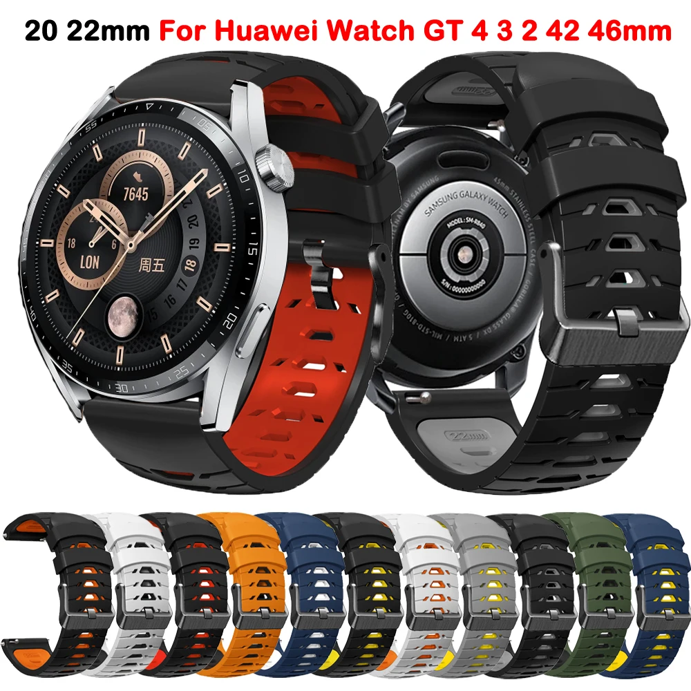 Силиконовый ремешок для Huawei Watch GT 4 2 GT 3 Pro 46 мм 43 мм, браслет для смарт-часов Huawei GT3 GT2 42 мм, 20 22 мм