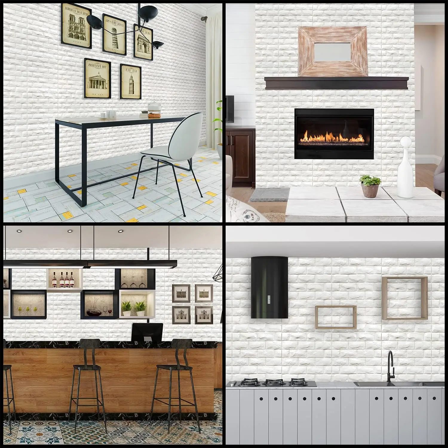 3D Wall Panels Peel and Stick 30PCS White Foam Brick Wallpaper for Bedroom Faux Stone Wall Panel Self-Adhesive Wallpaper (30PCS- - view 4