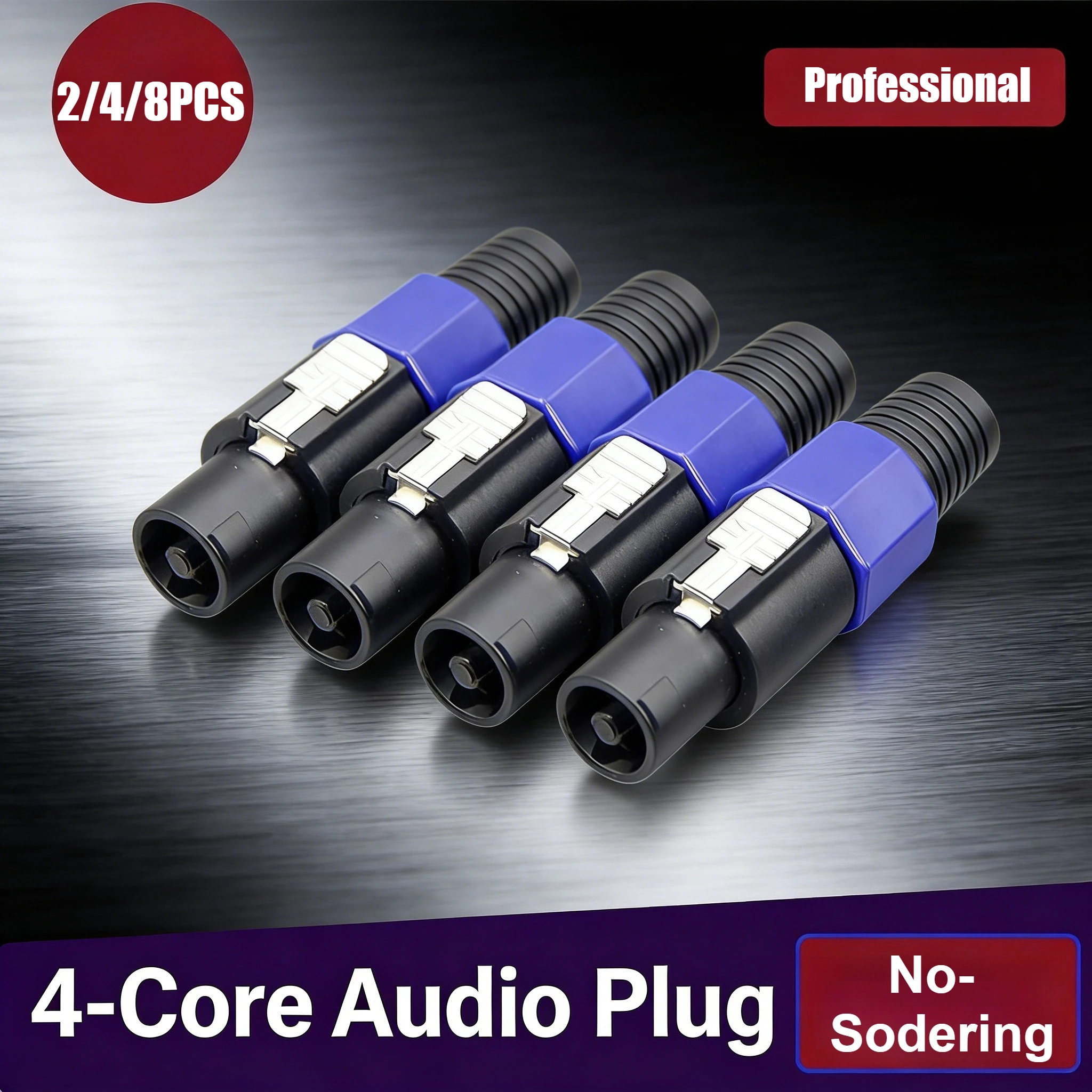2/4/8PCS 4Pin Male Speaker Connector Locking Plug Blue Audio Adapter for Professional Sound Systems